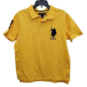 U.S Polo Assn‎ USPA Men's Vintage Yellow Navy Large Pony S/S Pique Polo Size S